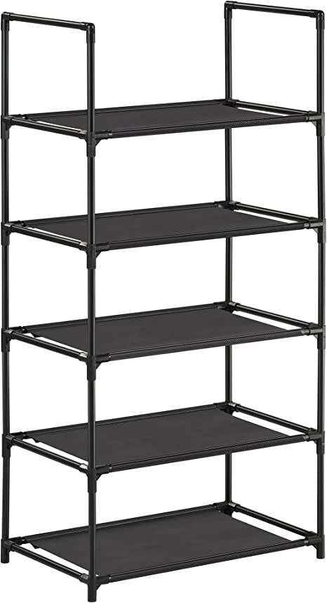 Shoe Rack - med 5 nivåer - skonförvaring - Standing Rack - med metallram - svart