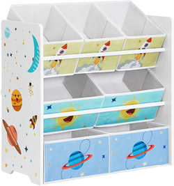 Nursery Rack - Cabinet de jucării - cu 7 cutii de depozitare de țesături - Alb