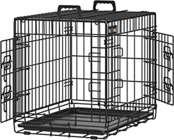 Banc de chien - Cage de chien - pliable - avec 2 portes - Place en plastique extensible - 61 x 43,5 x 50,5 cm - noir