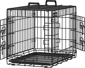 Banc de chien - Cage de chien - pliable - avec 2 portes - Place en plastique extensible - 61 x 43,5 x 50,5 cm - noir