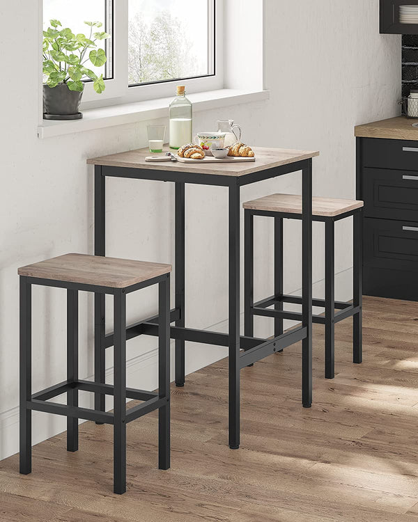 Søjlebord - Standing Bord - Kitchen Table - Med stålramme - 60 x 60 x 92 cm - Industriel design - sort brun