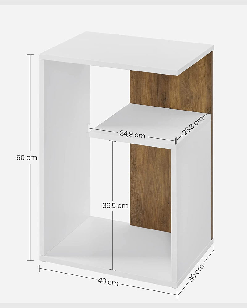 Bijzettafel - Nachtkastje - Kleine tafel - modern - 30 x 40 x 60 cm - Bruin wit