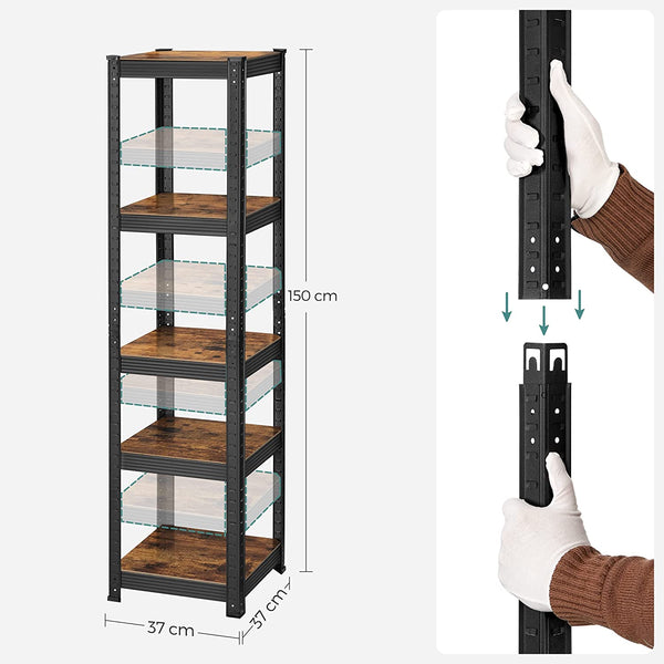 Racks de rangement - armoire de rangement - Ensemble de 2 - 5 étagères - imposable jusqu'à 400 kg - noir brun