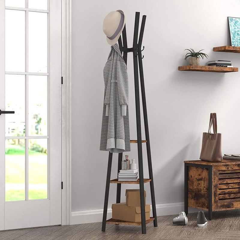 Coat Rack - Med 3 hylder - gaderob standard - industriel design - brun sort