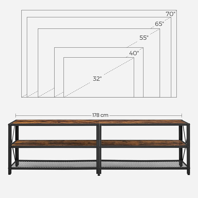 TV -møbler - Lowboard - med hylder - stålramme - brun -sort