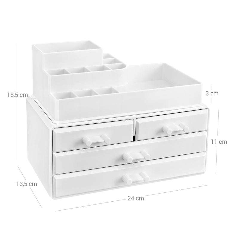 Make -up Organizator - cu 4 sertare - alb