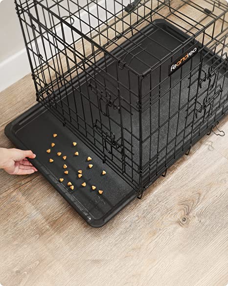 Banc de chien - Cage de chien - pliable - avec 2 portes - Place en plastique extensible - 61 x 43,5 x 50,5 cm - noir