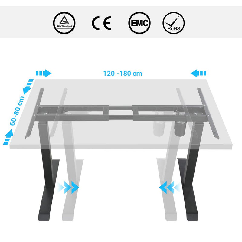 Sit Standing Desk Frame - Höjd -justerbar skrivbordsram - Elektrisk - Svart