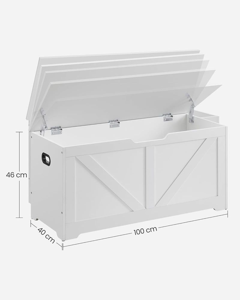 Schoenenbank - Opbergkist - Met deksel - 40 x 100 x 46 cm - Wit