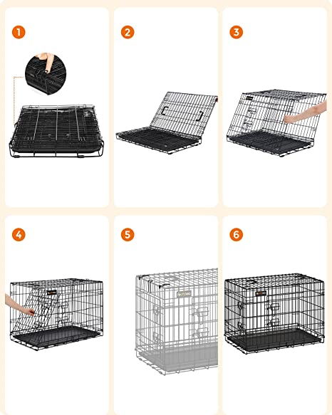 Banc de chien - Cage de chien - pliable - avec 2 portes - Place en plastique extensible - 61 x 43,5 x 50,5 cm - noir