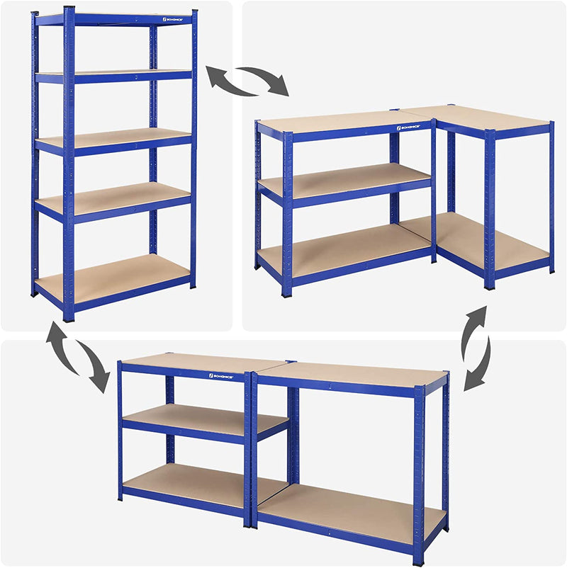 Rafturi de depozitare - set de 2 - dulapuri subsol - 5 rafturi reglabile - scânduri metalice - albastru