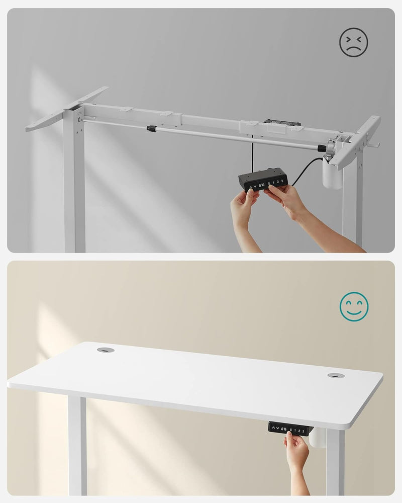 Sit Stand Desk - Computertabel - Højdejusterbar - med hjul - Hvid