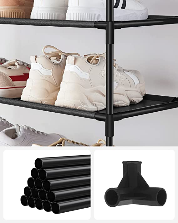 Shoe Rack - med 5 nivåer - skonförvaring - Standing Rack - med metallram - svart