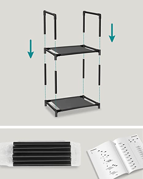 Schoenenrek - Opbergen van schoenen - 10 niveaus - Open schoenenkast - Metalen frame - Zwart