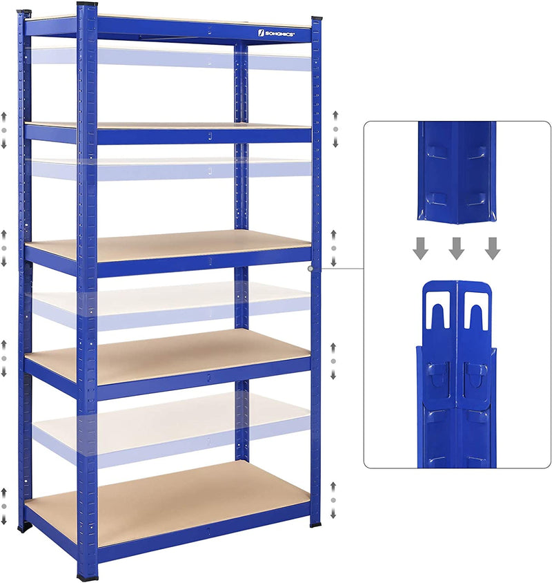 Racks de rangement - Ensemble de 2 placards de cave - 5 étagères réglables - planches métalliques - 160 x 80 x 40 cm - gris