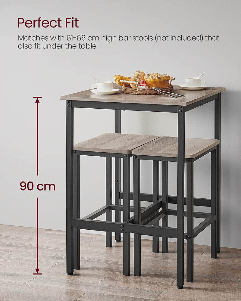 Søjlebord - Standing Bord - Kitchen Table - Med stålramme - 60 x 60 x 92 cm - Industriel design - sort brun