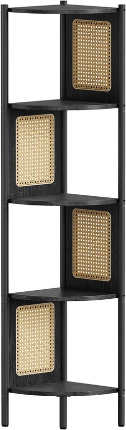 Corner Board - Corner Cupboard - Med 5 niveauer - Rattan Side Plates - Van Ebony - Sort