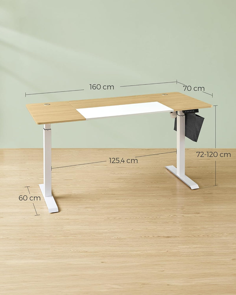 Skrivebord - højde -justerbar skrivebord - forskellige positioner - 70 x 160 cm - brun