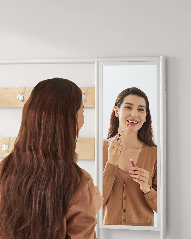 Armoire de garde-robe - Rack-couloir - avec banc et miroir - 2 planches - marron blanc