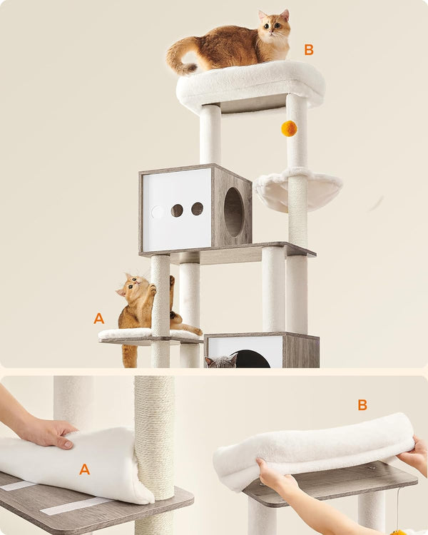 Scratching Post - Med Cat Bakery - Flere plateauer - Wood - Gray