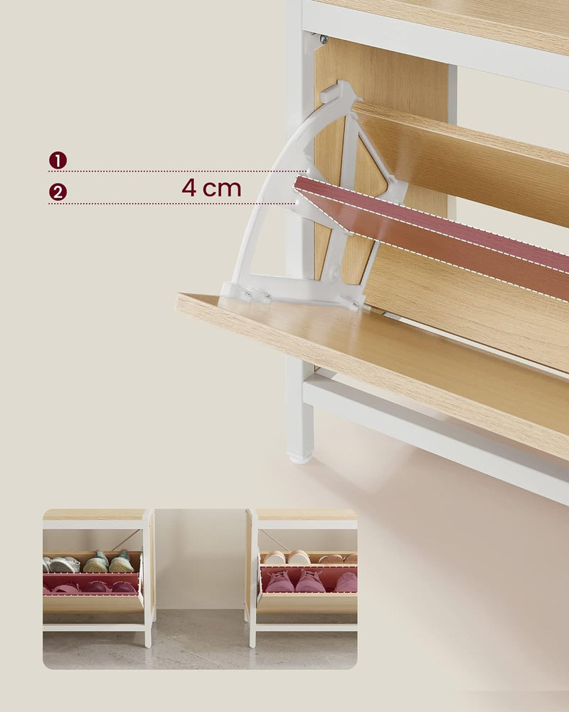 Garderobeskab - frakke rack - med bænk - sko rack - hvidbrun