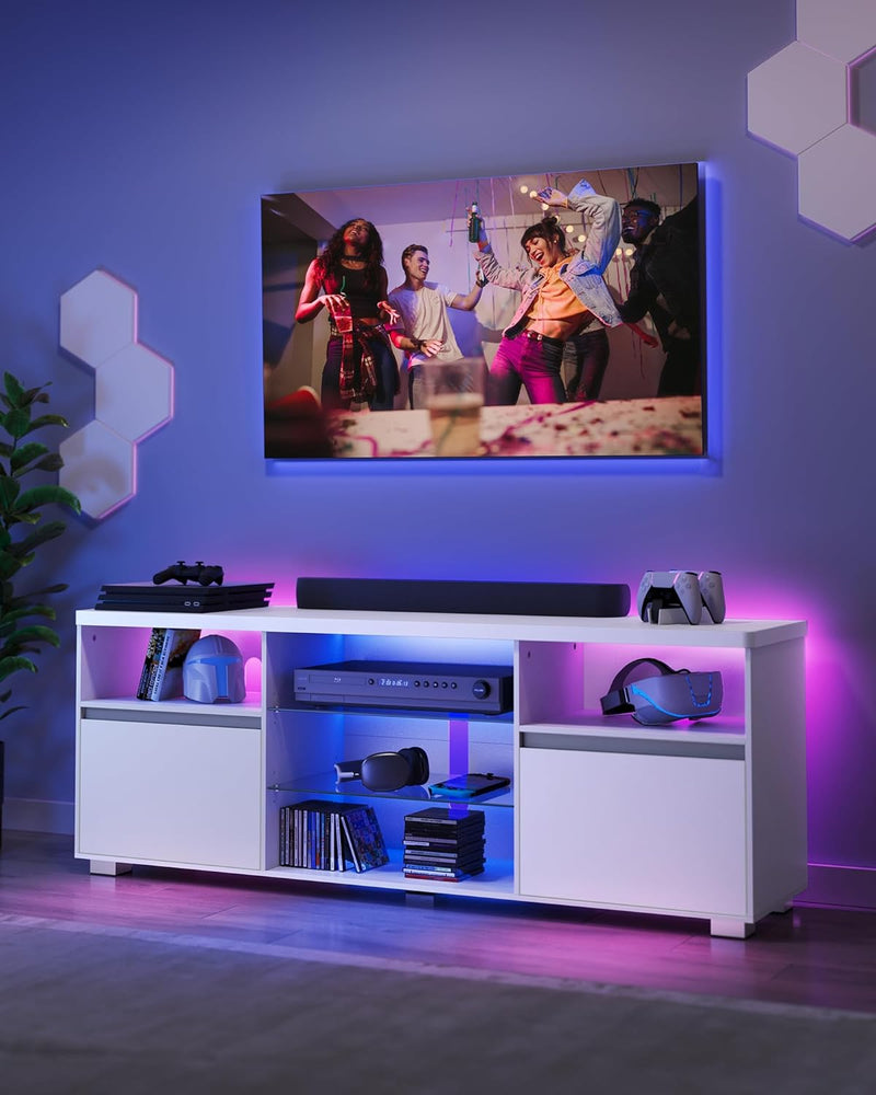 Tv-meubel - Televisietafel - Met open planken - LED-verlichting - 160 cm