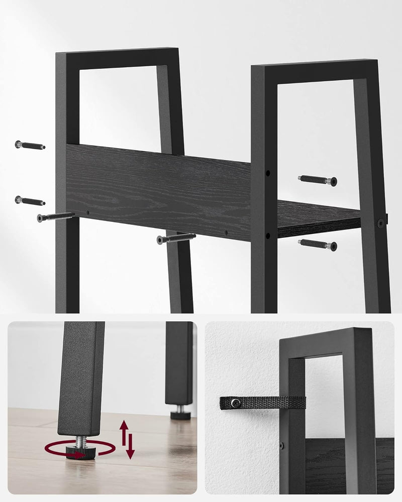 Boekenkast - Ladderrek - Met 5 niveaus - Metalen frame - Zwart