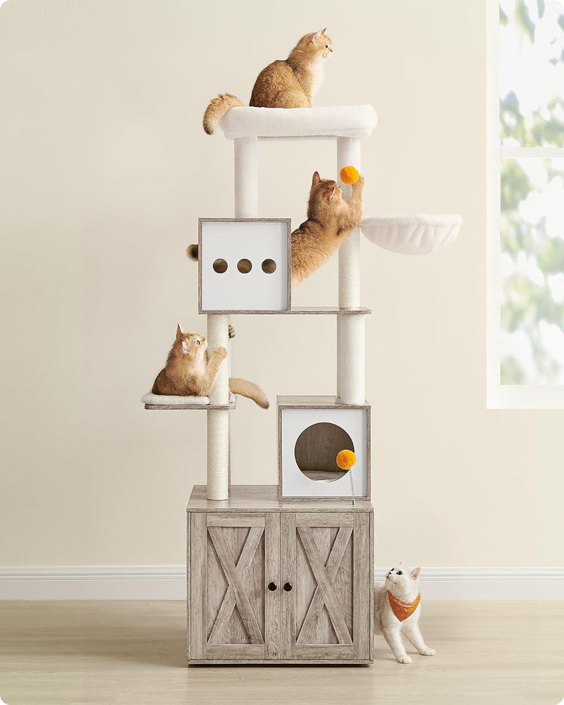 Scratching Post - Med Cat Bakery - Flere plateauer - Wood - Gray