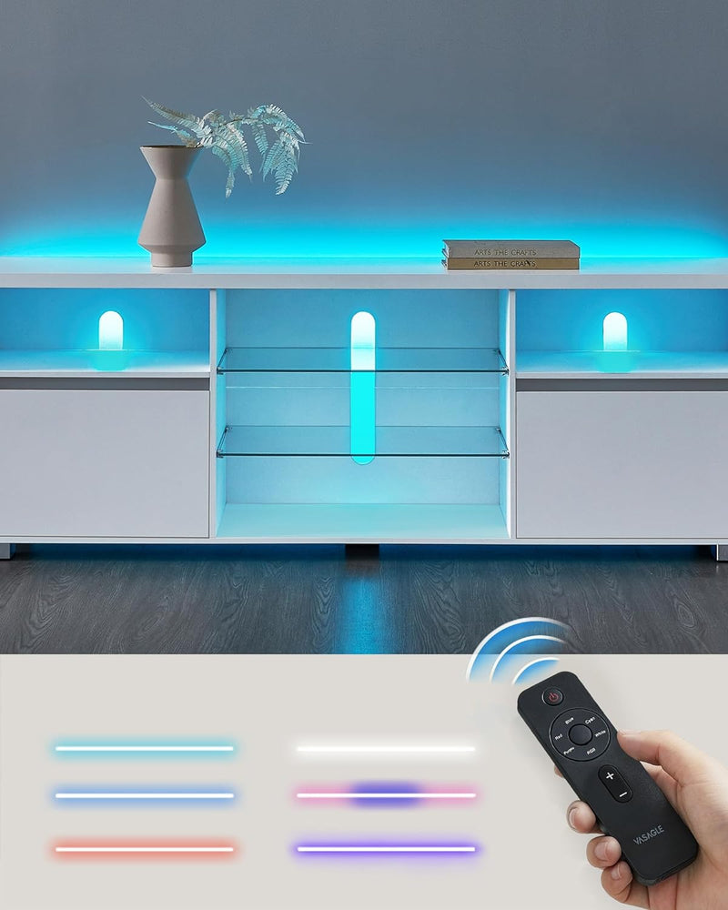 Tv-meubel - Televisietafel - Met open planken - LED-verlichting - 160 cm