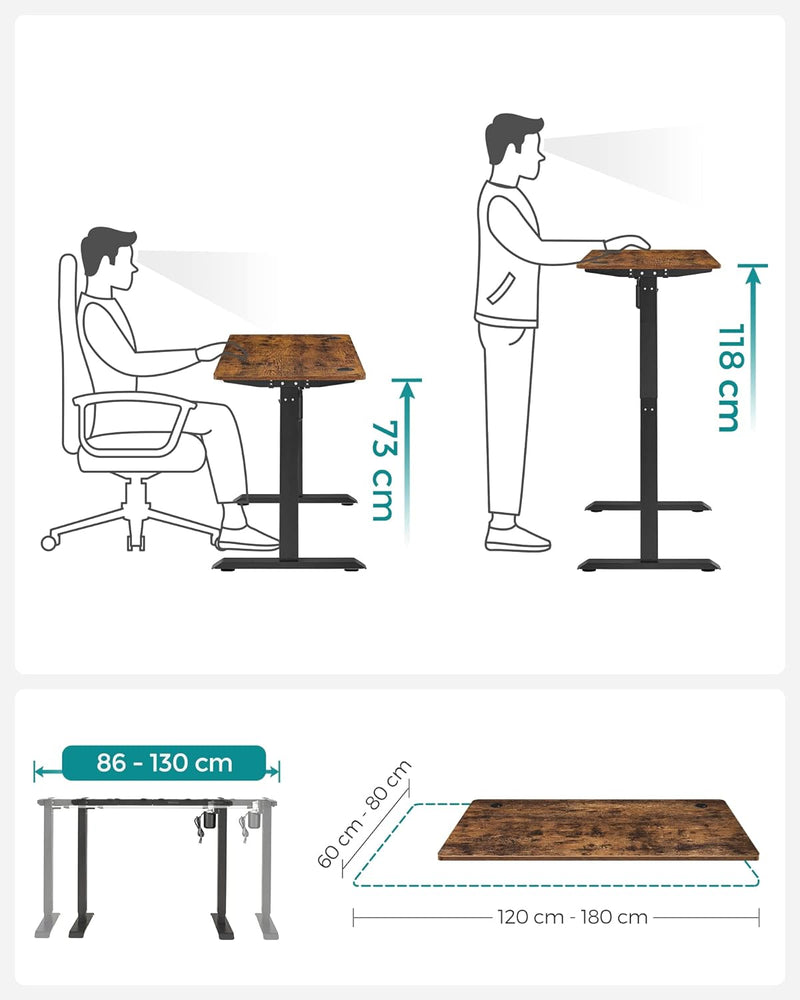 Sit Stand Desk - Computed Table - Höjdjusterbar - med hjul - Desk