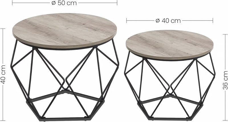 Tabel lateral - set de 2 - mese de cafea - alb negru