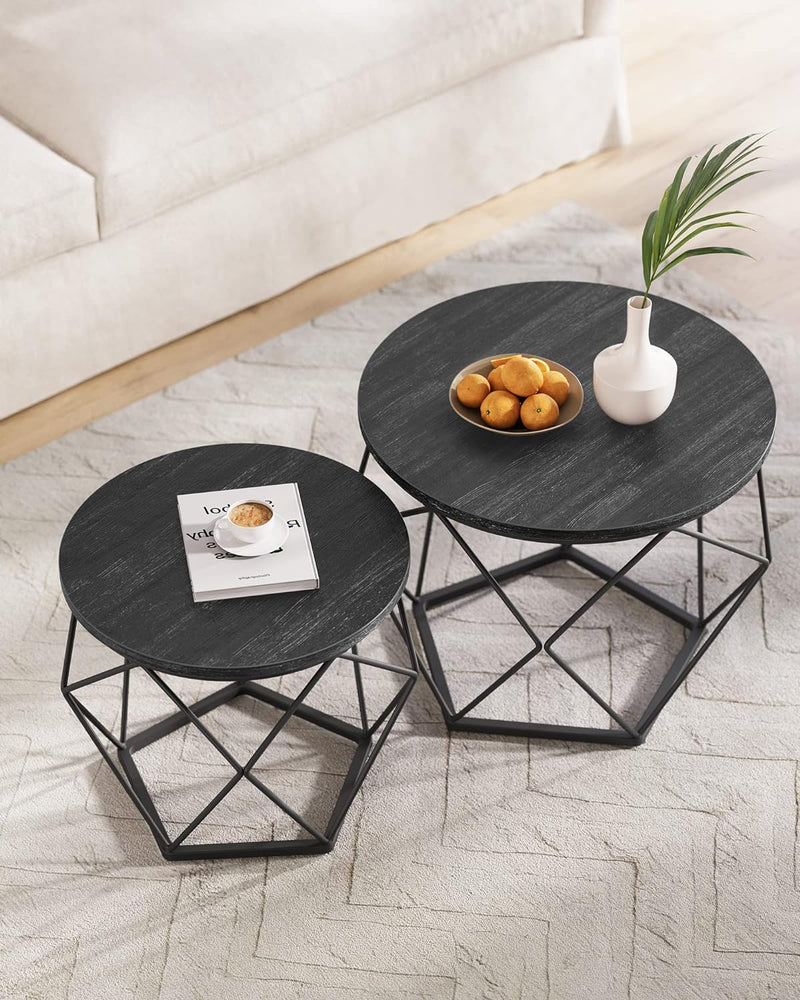 Tabel lateral - set de 2 - mese de cafea - negru