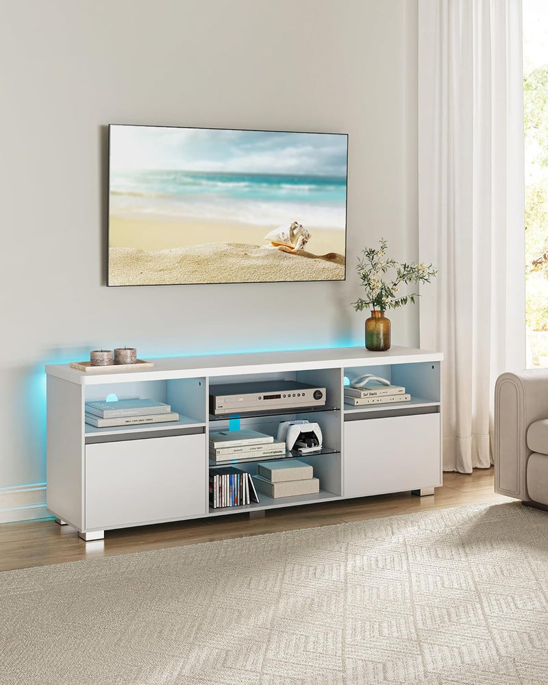 Tv-meubel - Televisietafel - Met open planken - LED-verlichting - 160 cm