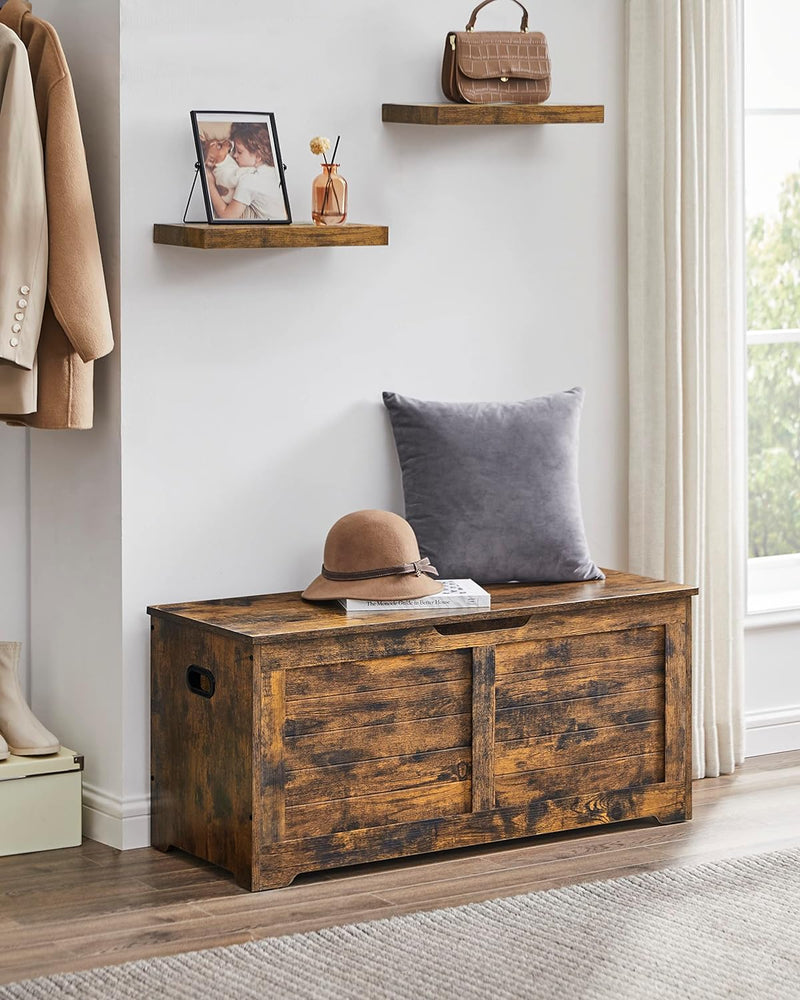 Banque à chaussures - Boîte de rangement - avec couvercle - 40 x 100 x 46 cm - brun