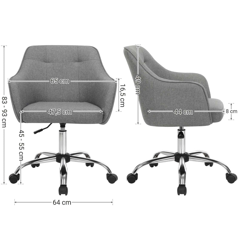 Chaise de bureau - Chaise informatique - en hauteur réglable - Gray