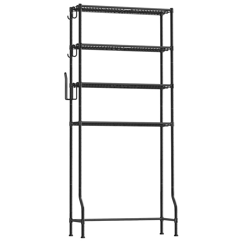 Toiletrek - Met verstelbare plateaus - 4 Planken - Metalen frame - Zwart