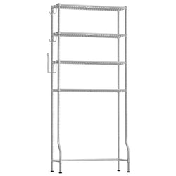 Toiletrek - Met verstelbare plateaus - 4 Planken - Metalen frame - Zilver