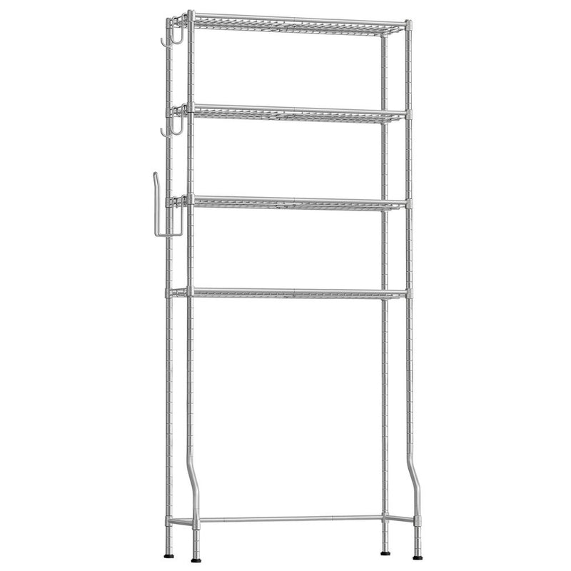 Toiletrek - Met verstelbare plateaus - 4 Planken - Metalen frame - Zilver