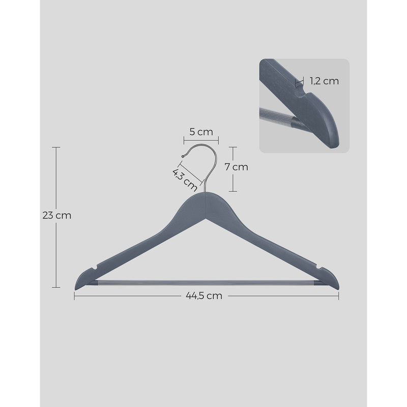 Klädhängare - Trähängen - Uppsättning av 20 - Grå