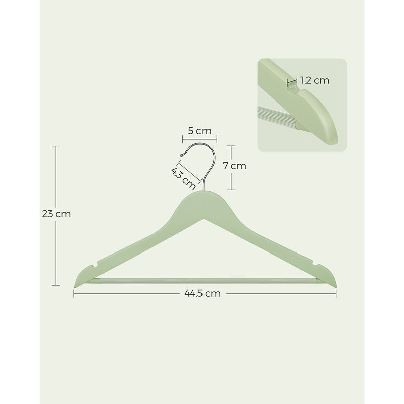 Kledinghangers - Houten hangers - Set van 20 - Groen