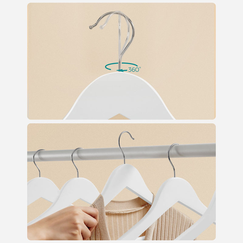 Kledinghangers - Houten hangers - Set van 20 - Wit