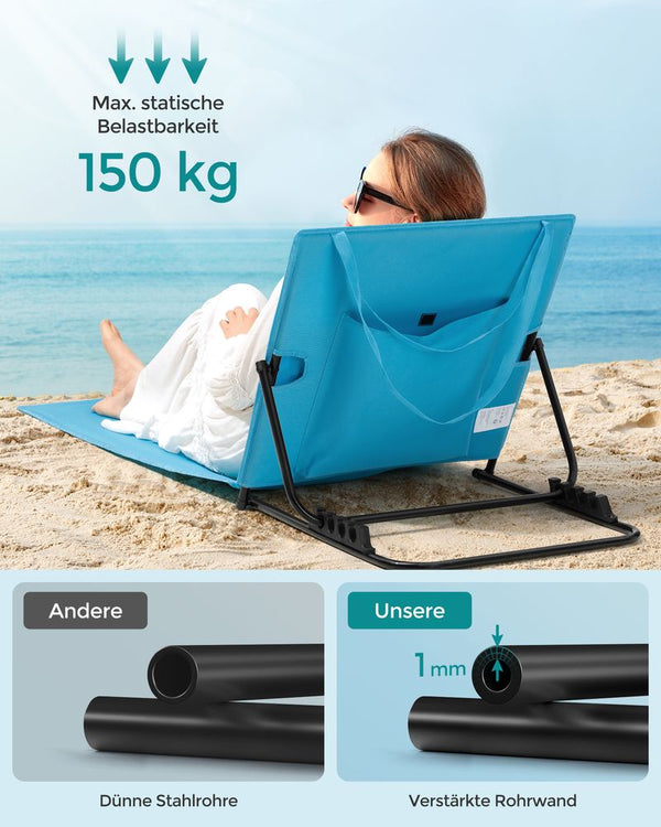 Strandstol - Lounger - til stranden - Forskellige positioner - Blå