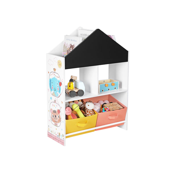 Rack de pépinière - armoire à jouets - avec 4 compartiments - orange noir et jaune