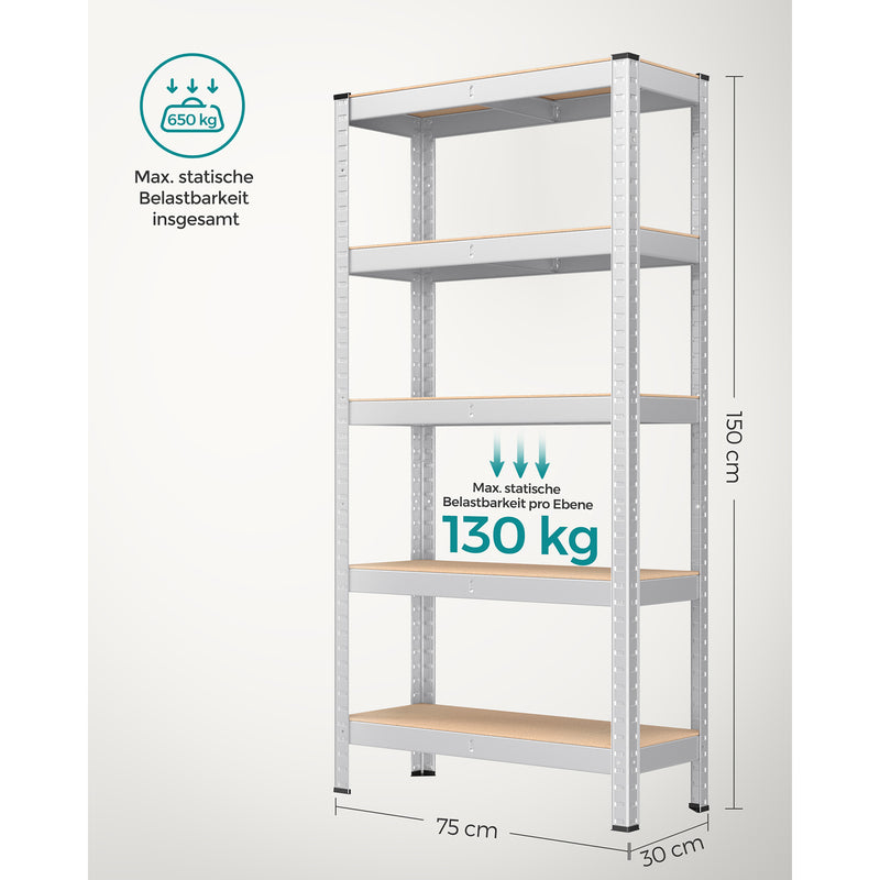 Rackbox - vardagsrumskåp - extra stark - 5 nivåer - silver