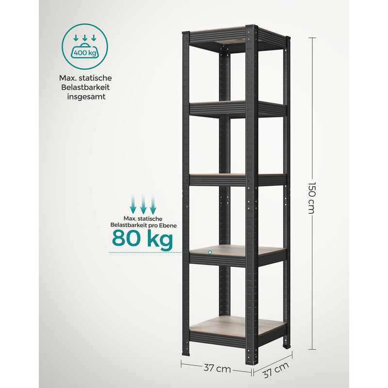 Small Rack Box - Dulap de living - Extra Strong - 5 niveluri - Negru