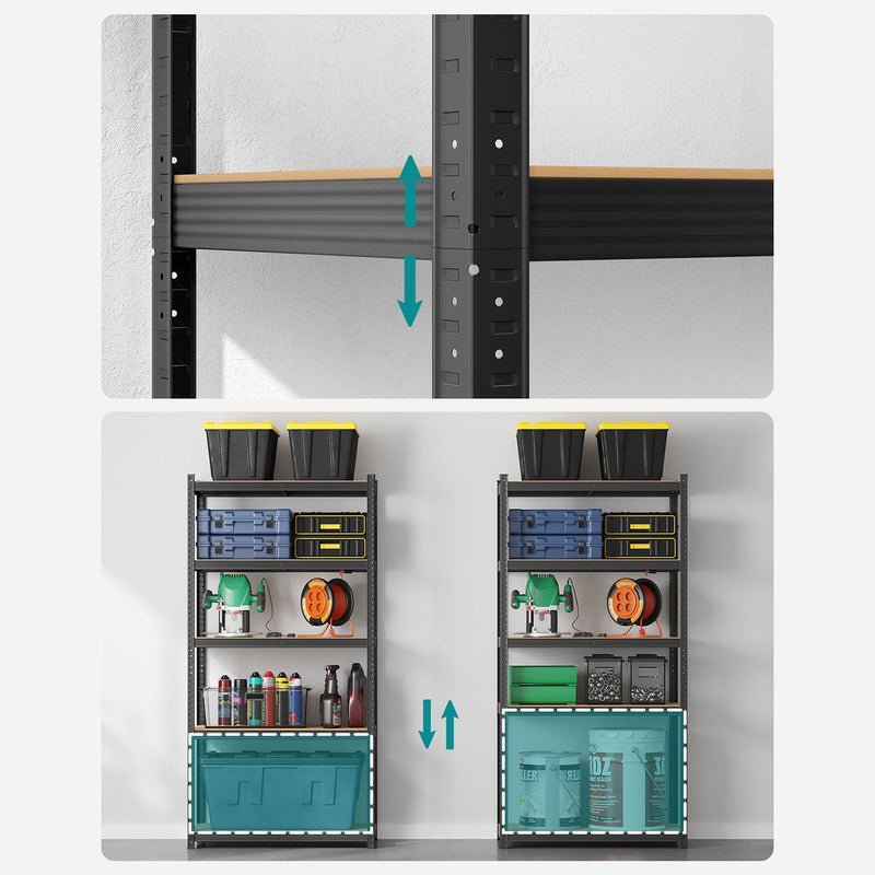 Rackbox - källarställ - med 5 nivåer - på 200 cm höga - svart