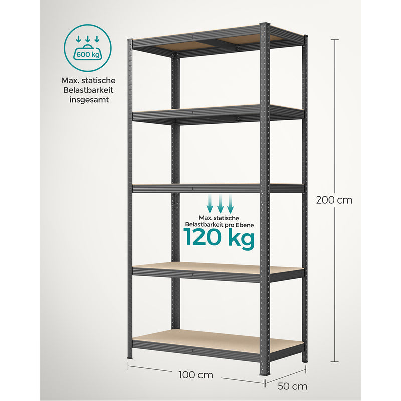 Racking skabe - kælderhylder - med 5 niveauer - på 200 cm høj - grå