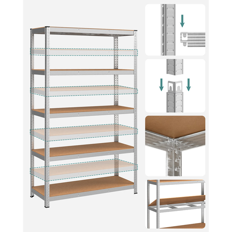 Boîte à rack - sous-sol - avec 5 niveaux - de 200 cm de haut - argent