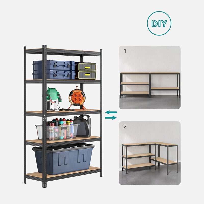 Rackbox - källarställ - med 5 nivåer - på 200 cm höga - grå