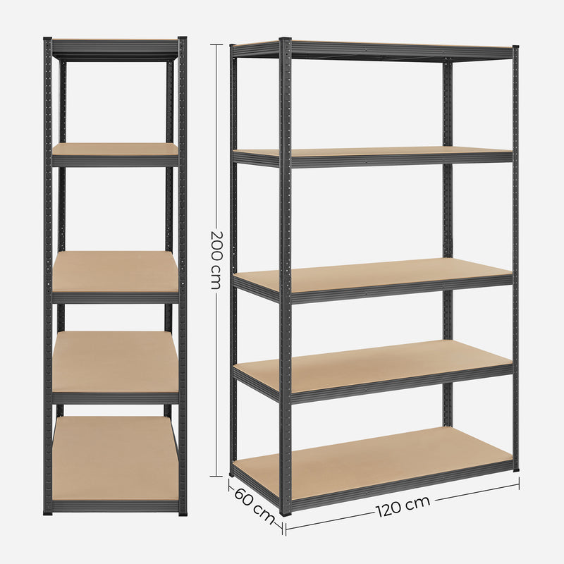 Stellingkast - Kelderrek - Met 5 niveaus - Van 200 cm hoog - Grijs